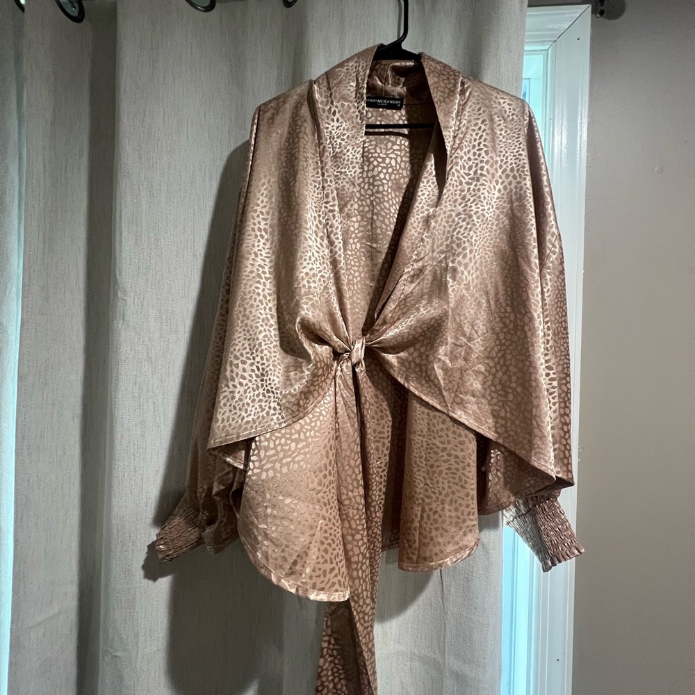 Elegant Brown Animal Print Wrap Top